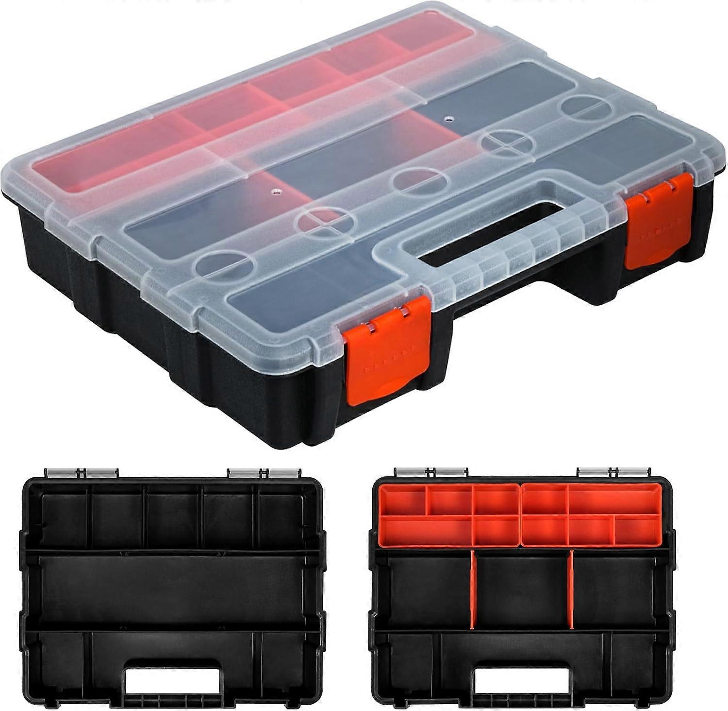 Tool Storage Box, Sort Master Organizer, 16 Compartments, 22*29*6cm Storage Box/Organizer, with Removable Plastic Partition, Stackable Tool Box, for