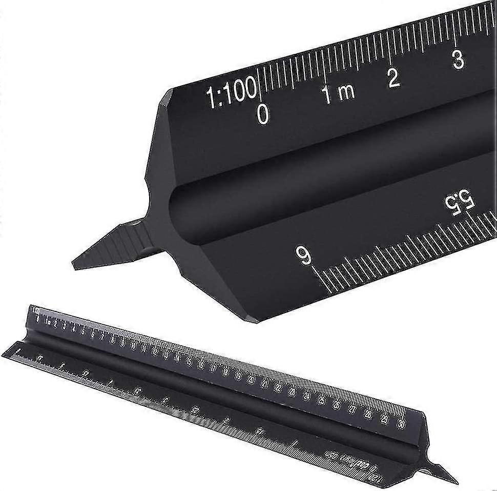 Triangular Ruler Metric Graduation In Black Metal For Architect And Engineer