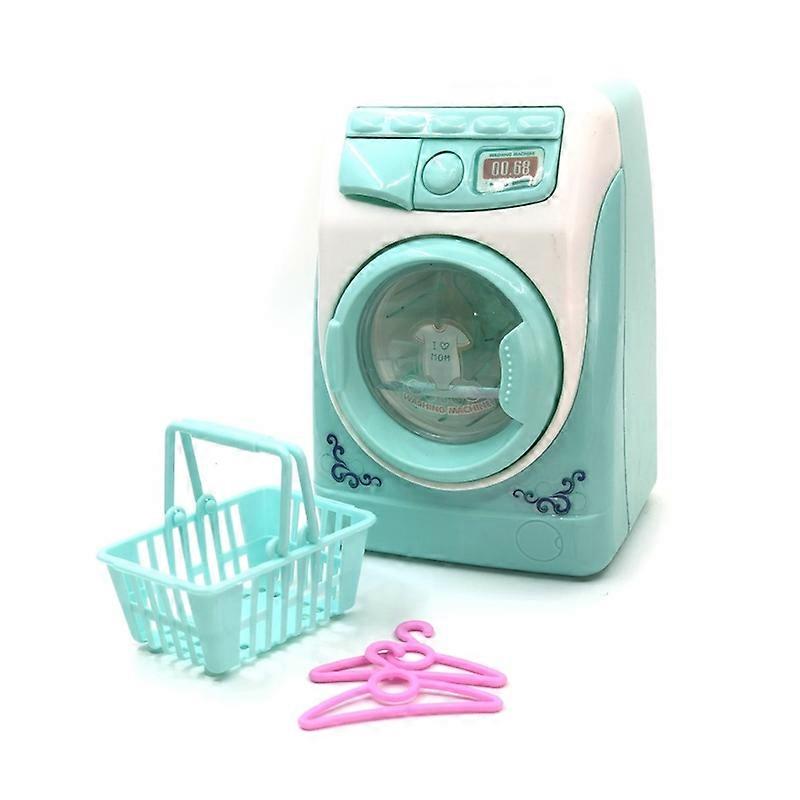 Kids Mini Simulation Light Electric Washing Machine Basket Pretend Play Toy Set KAESI
