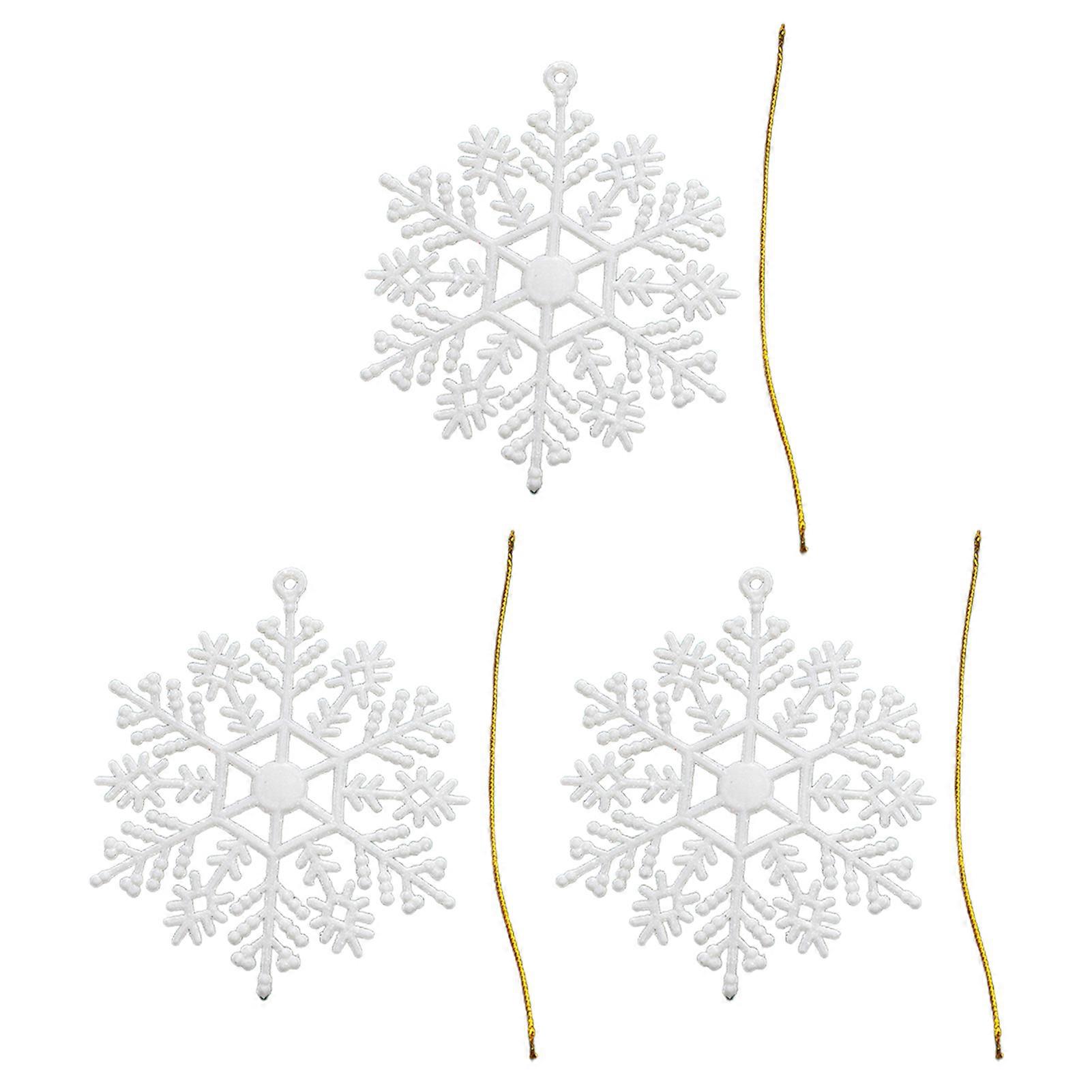 3Pcs Christmas Snowflake Ornaments Sparkling Glitter with Hanging Rope Create Atmosphere Festive Tree Decorations for Home Office