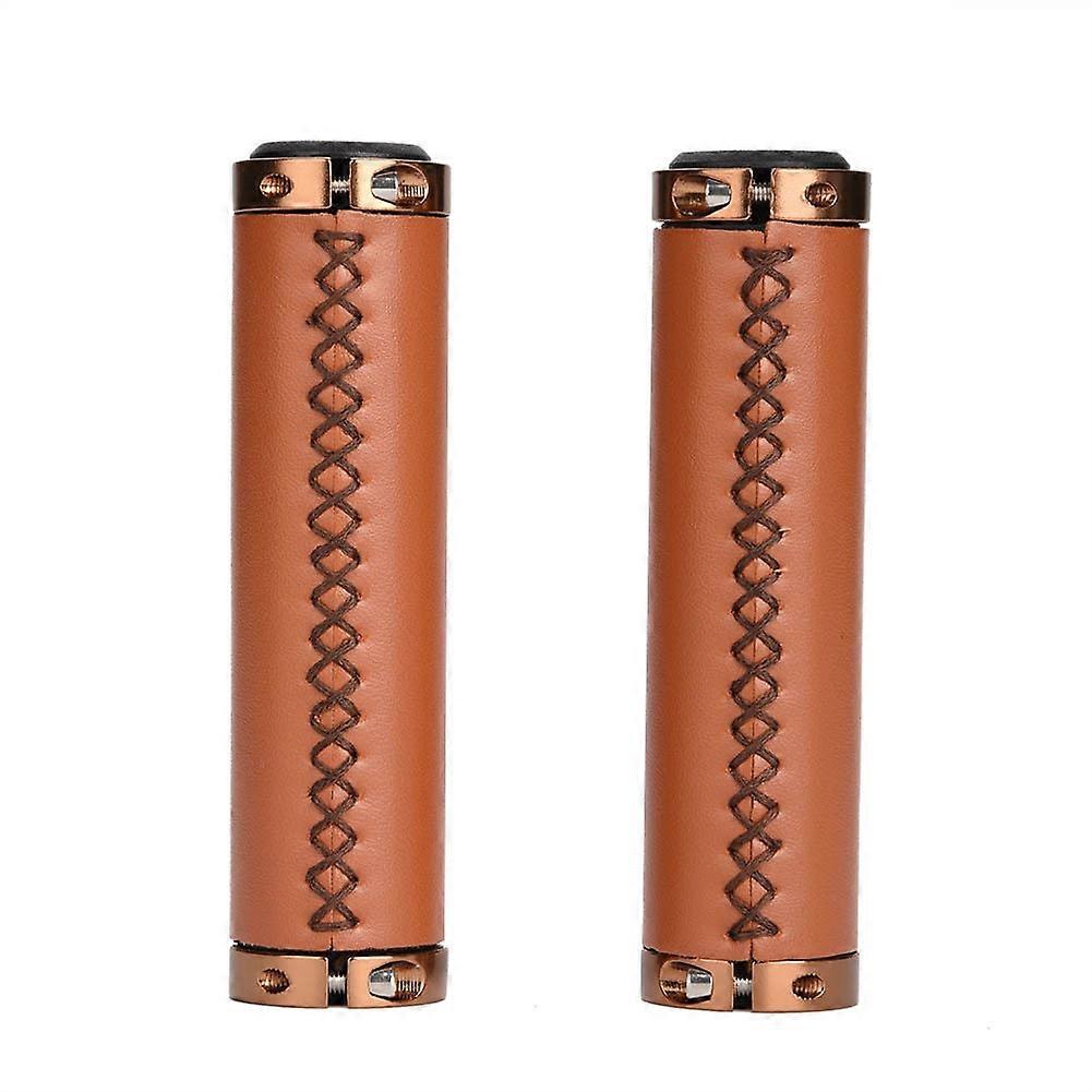 Kaesi 1 Pair Mountain Bike Lock-on Faux Leather Non-Slip Bicycle Handlebar Grips