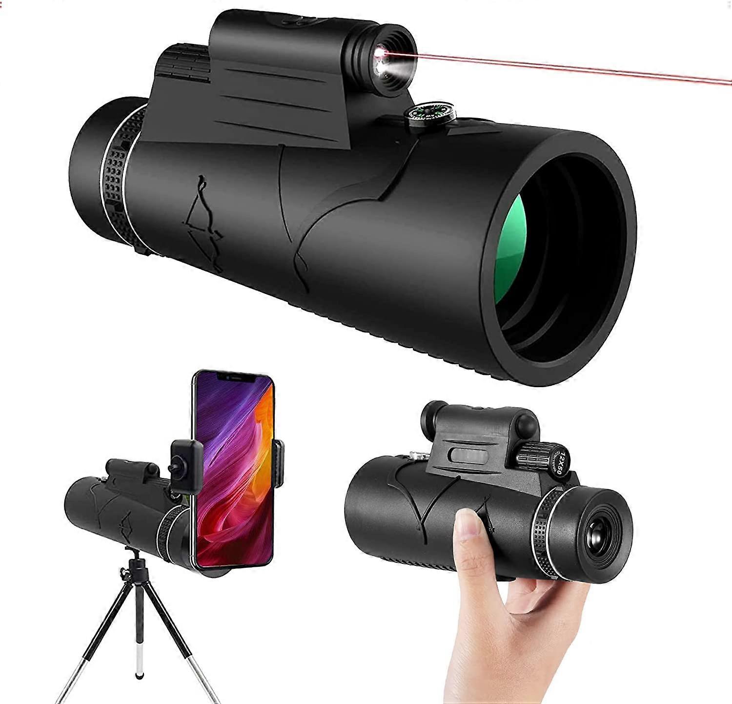 12X50 HD Monocular Telescope, Waterproof Monoculars Telescope with Smartphone Holder & Tripod, High Definition Monocular Telescope with FMC Lens & BAK