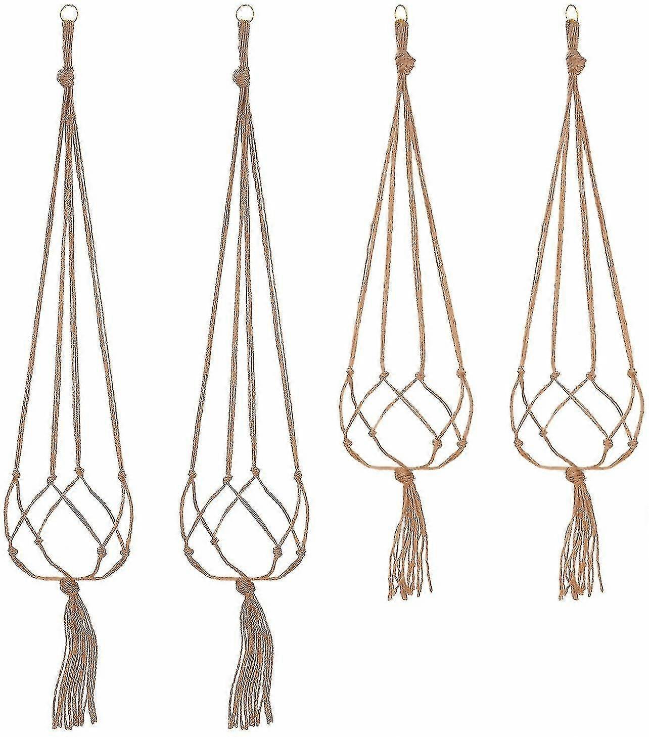 4pcs شنقا حبل Macrame النبات وعاء حامل شنقا مصنع شماعات حديقة الديكور-2pcs 105 سم و 2pcs 90 سم