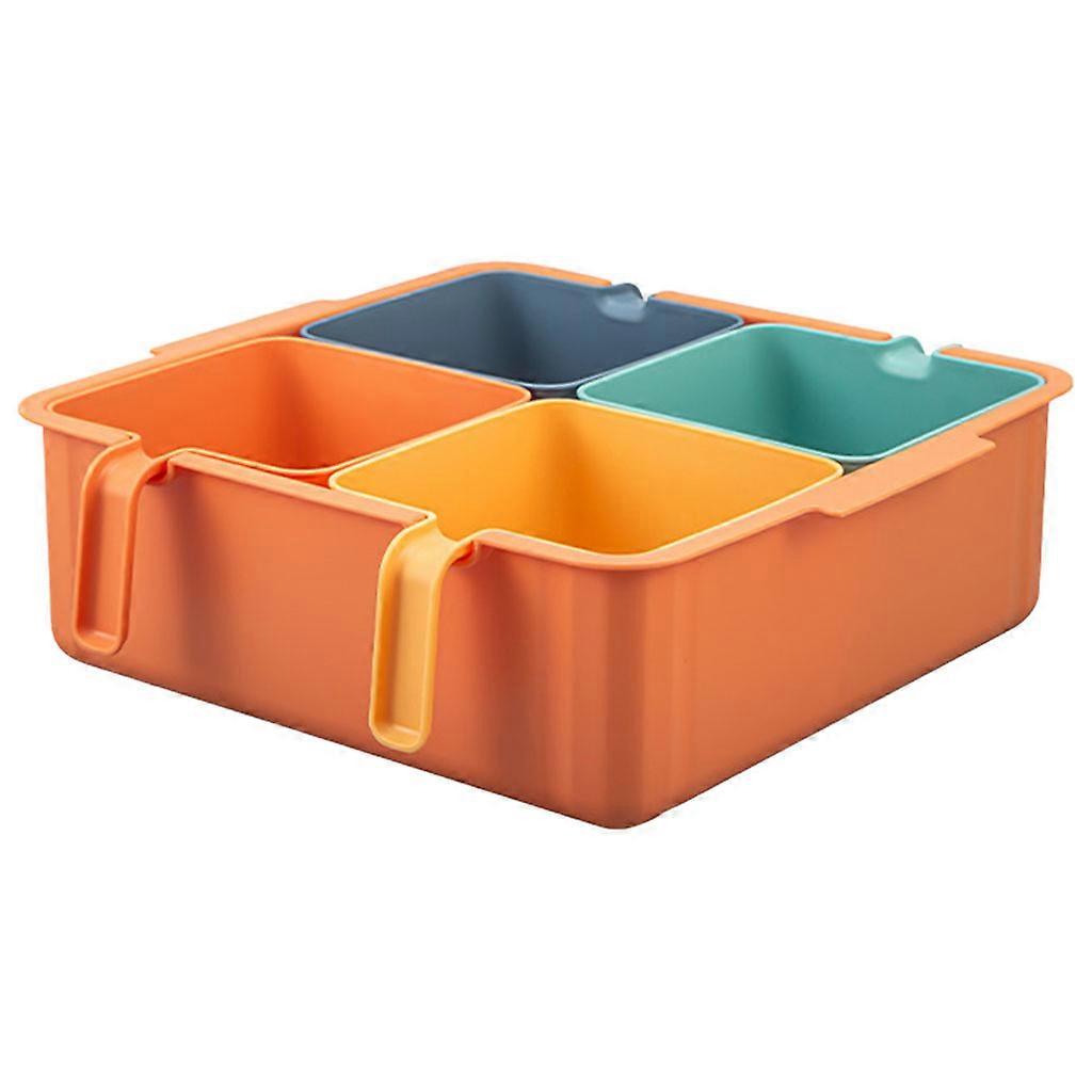 Drain Basket Strainer Fruit Vegetable Draining Storage Holder Plate Rack Orange