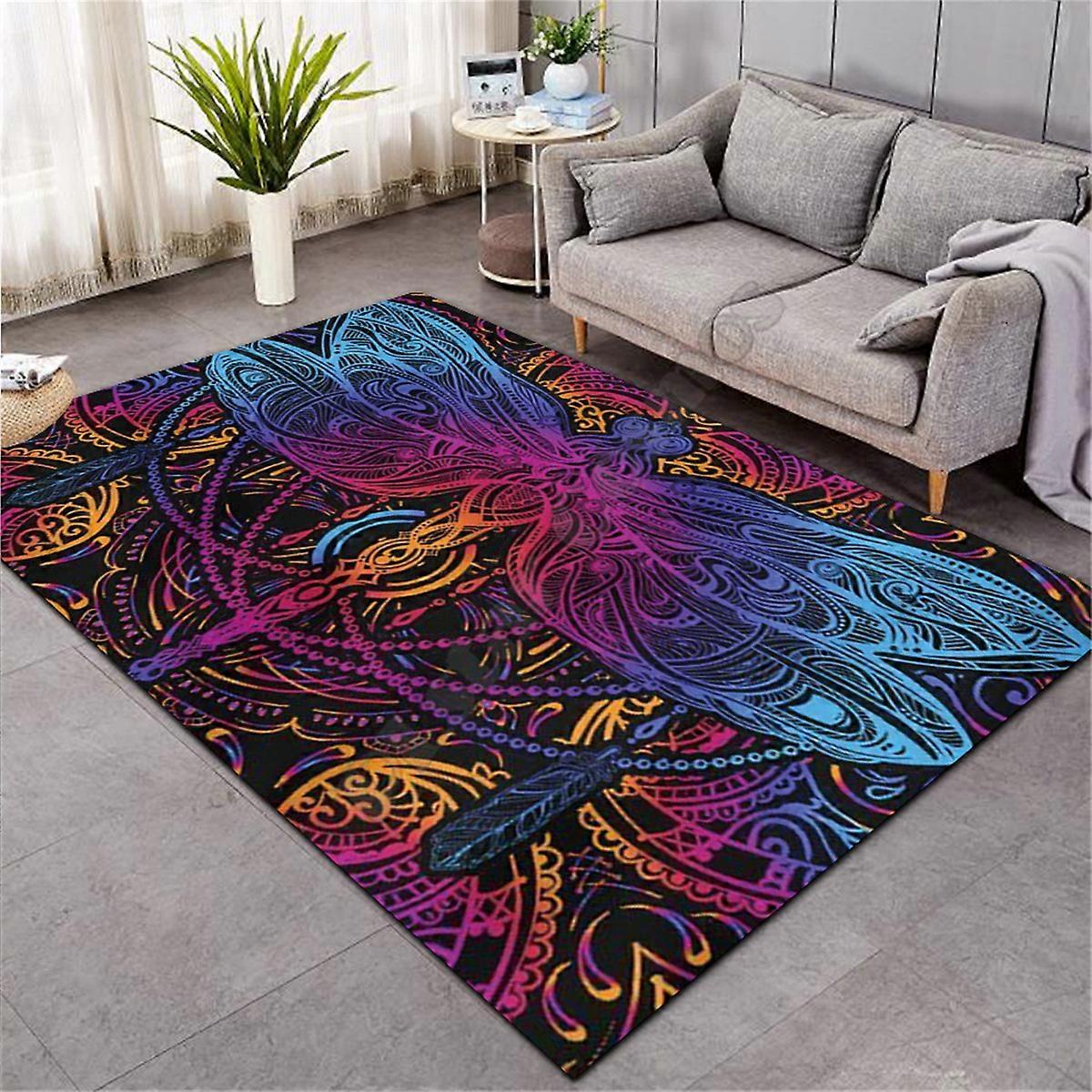 Redkid Tapis de fleurs psychédéliques pour le salon paillasson flanelle imprimé chambre à coucher ta