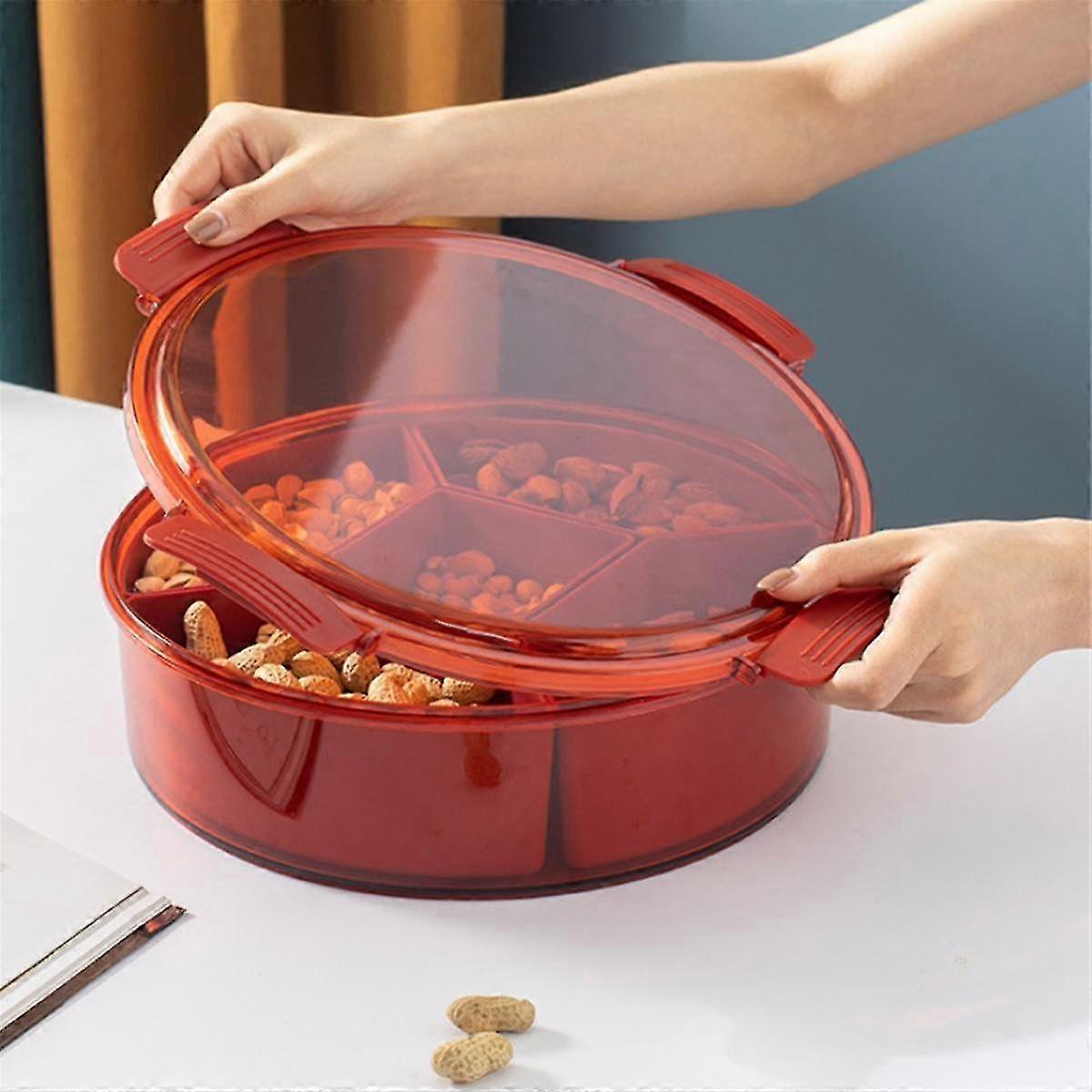 Multigrid Candy Tray With Lid Divided-grid Dried Fruit Storage Box Candy Table Snacks Melon Seeds Fruit Plate A