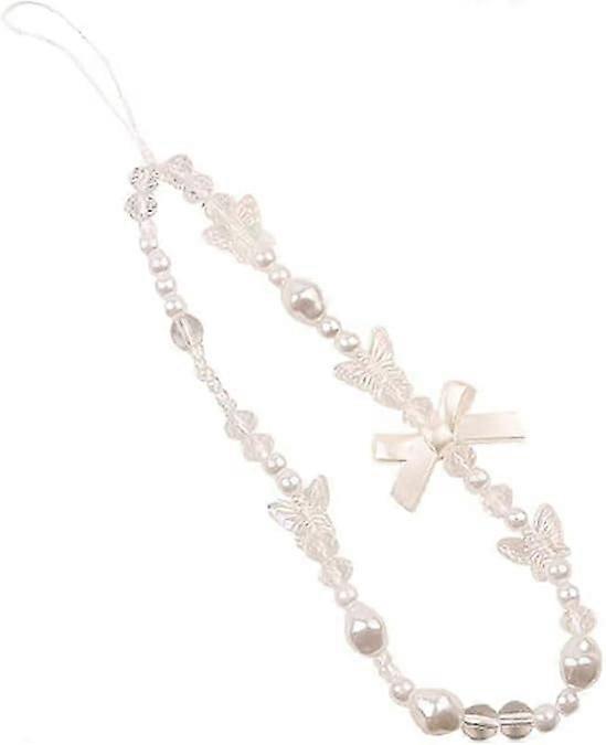 1 pcs Mobile Phone Lanyard Universal Phone Chain Bow Butterfly Pearl Beaded Phone