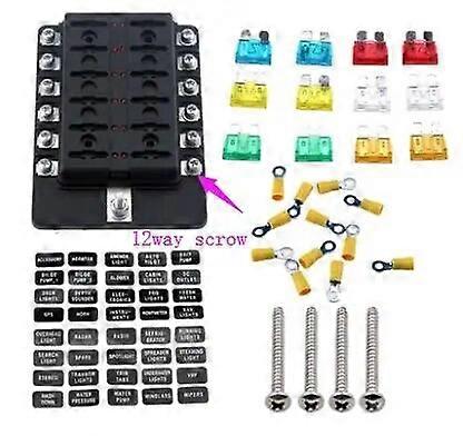 way fuse box Holder 12V/24V with LED Warning Light Kit for Car Boat Marine Trike