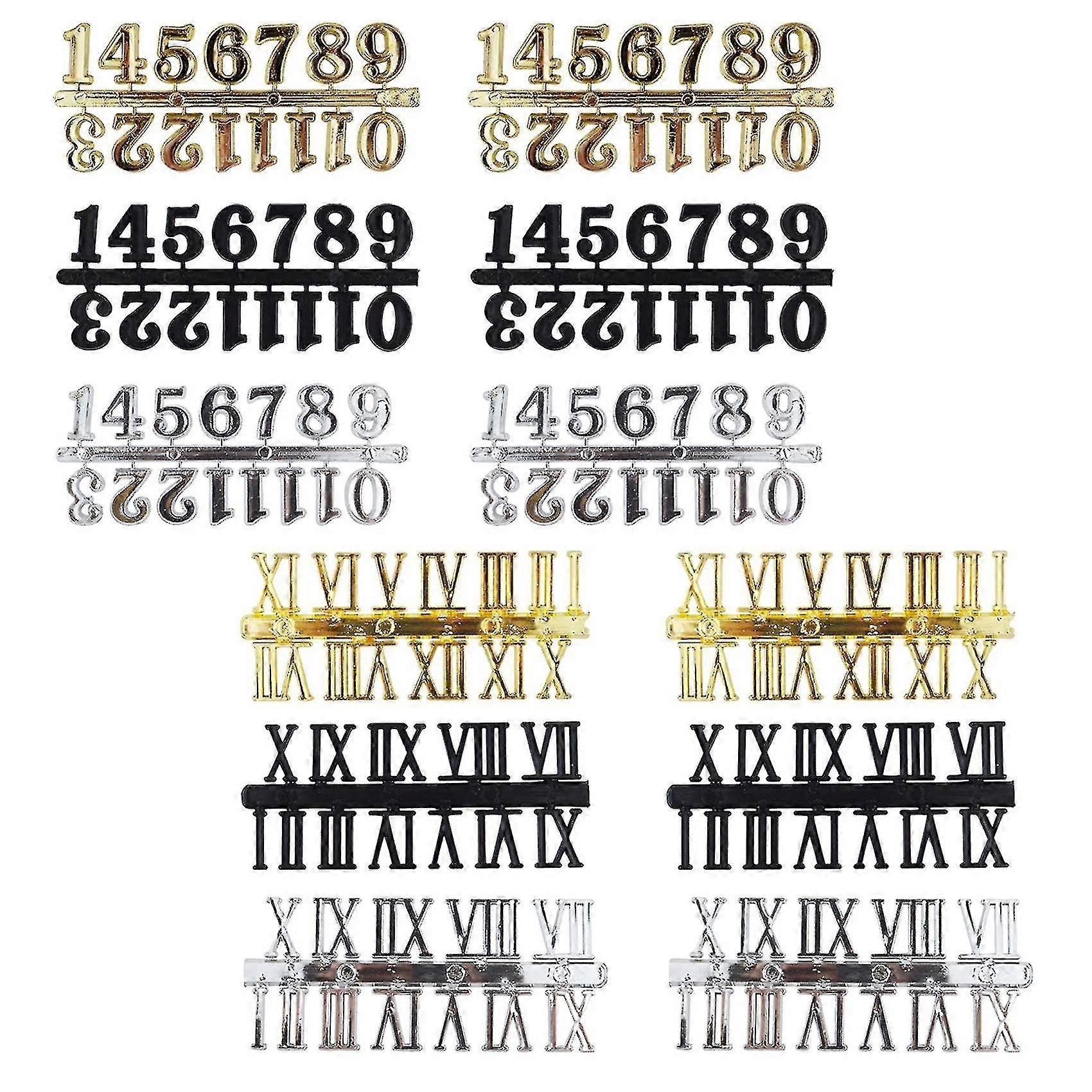 12pcs Diy Clock Numerals Kit Número Árabe e Número Romano