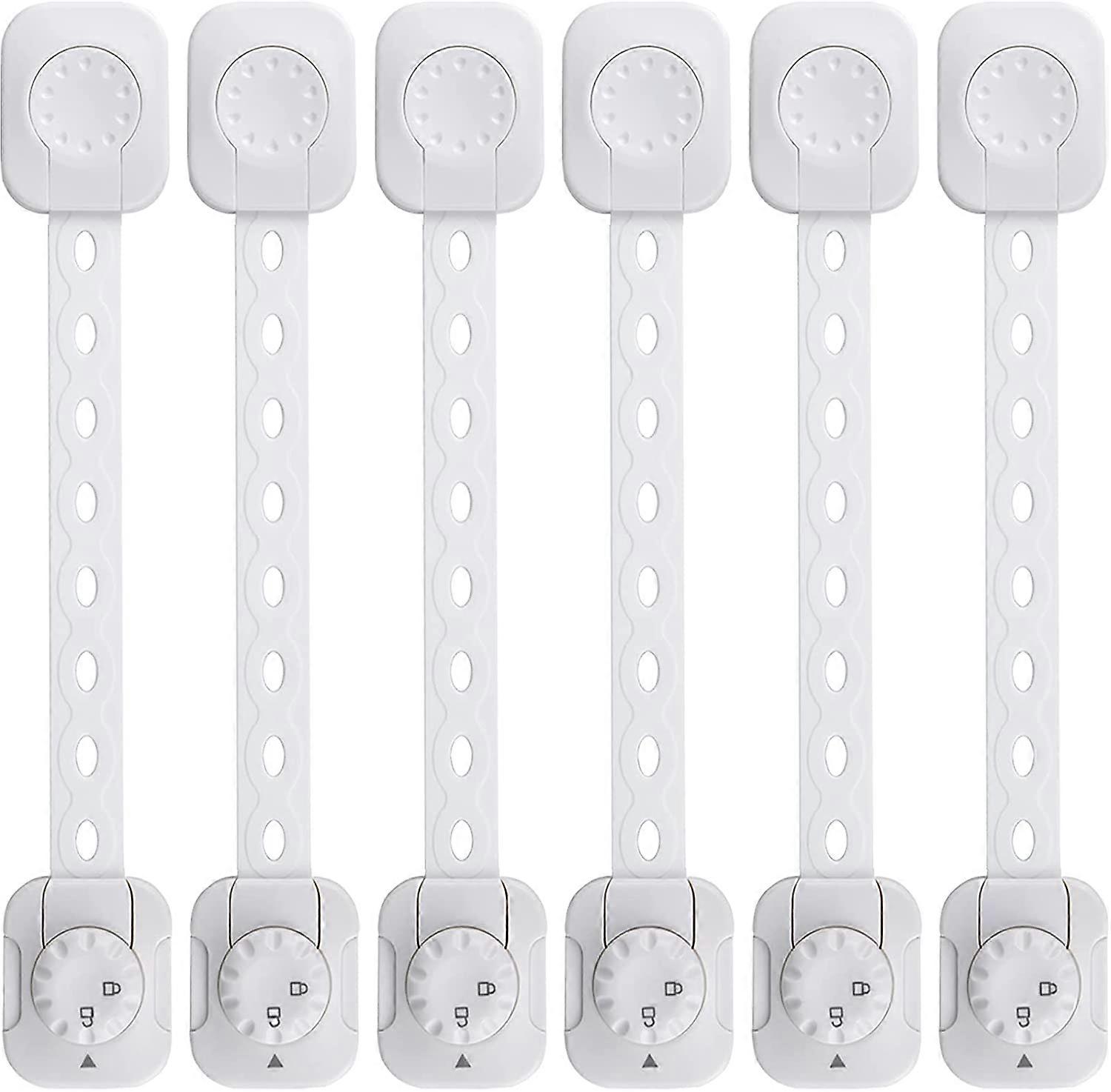 Baby Safety Lock(Improved), Set of 6 Child/Baby Cupboard Locking Latches, for Drawer, Fridge(White, No Tool Required)