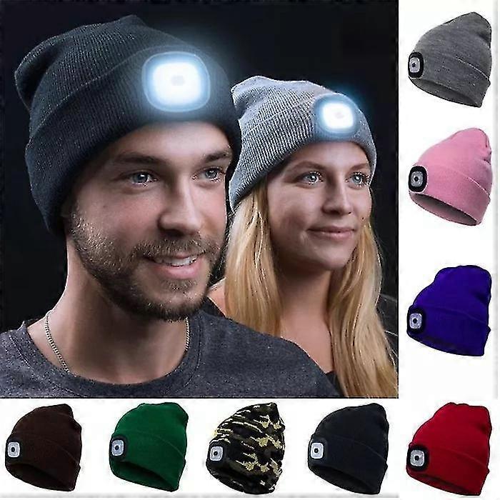 Led Lighted Hiking Hat,illuminated Knitted Hat