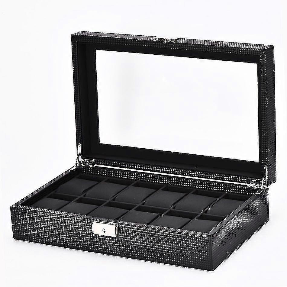 12コンパートメントのウォッチボックス、ガラスカバー付きロック可能なウォッチボックス、取り外し可能なウォッチスタンド