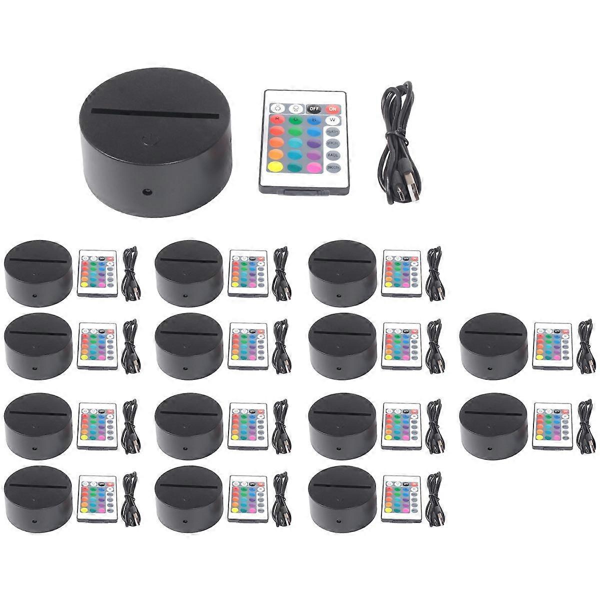 15 Sets 3D Night LED Light Lamp Base 16 Colors LED Light Display Base with Remote Control USB Light Base for Acrylic