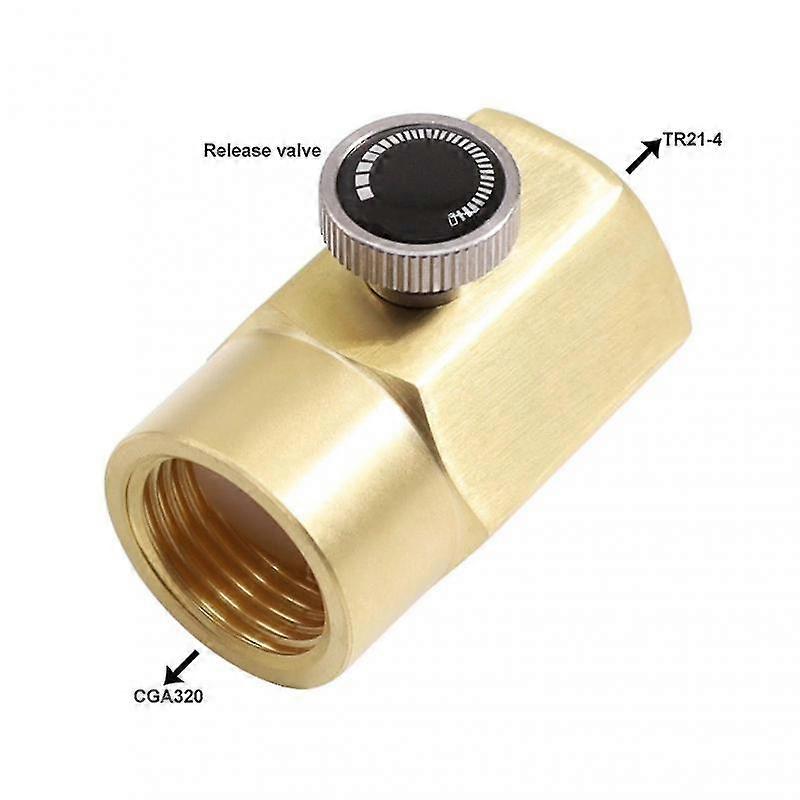 Brass Household Soda Bottle Adapter - CO2 Cylinder Refill Adapter with CO2 Fill Valve Connector - Converts TR21-4 to CGA320