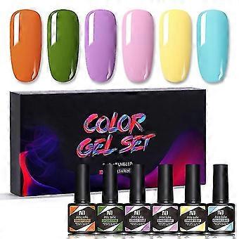 6-kleuren Nagellak Lijm Set Nail Art Fototherapie Lijm is Geschikt Voor Nail Art Beginners, SET-08