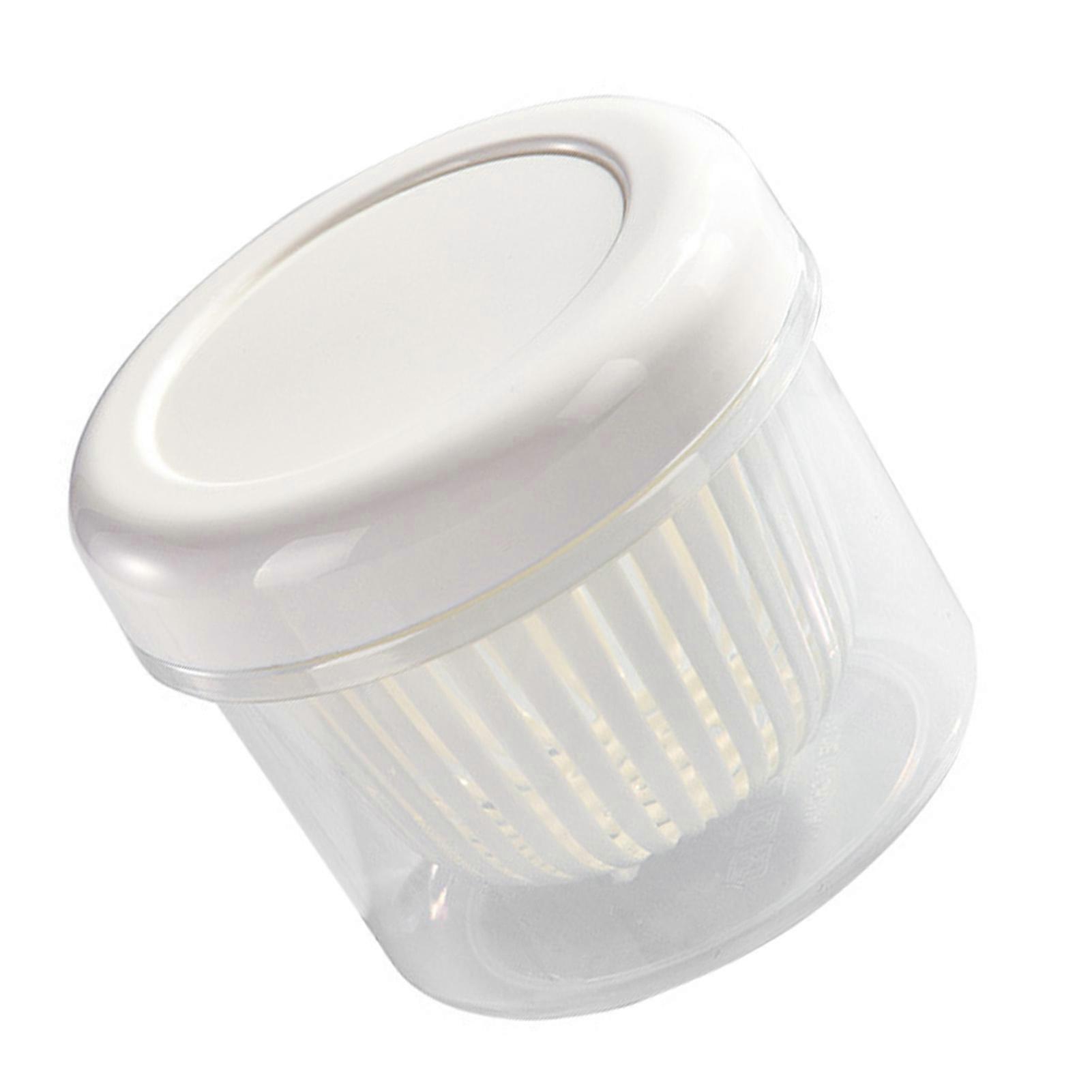 Garlic Food Storage Containers with Drain Basket for Onion and Ginger - Transparent Round Box