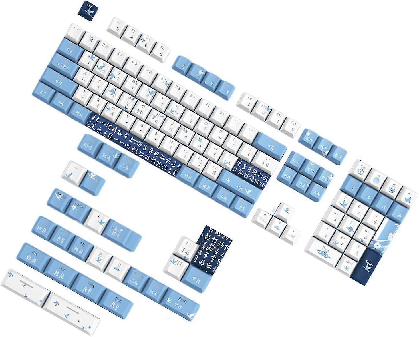 WildGoose CherryProfile Backlit Keycap Set - 108Keys135Keys Double Shot and Sublimation 2 in 1 Keycaps for Gaming Keyboards