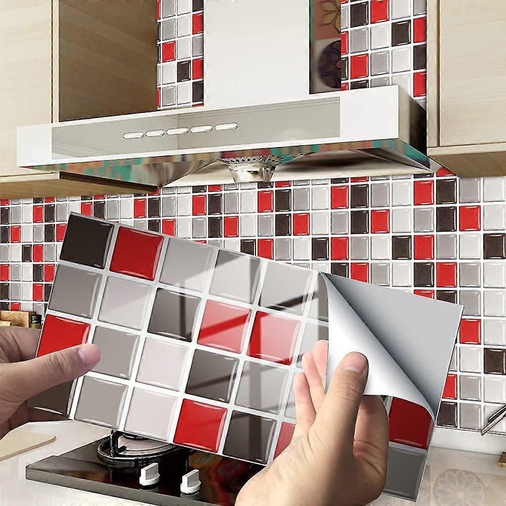 24pcs Rectangular Decorative Tile Stickers for Bathroom Kitchen Tile Stickers Marble Pattern (24pcs)