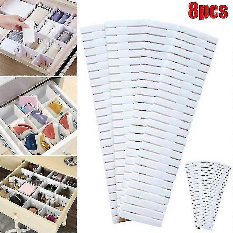 (8pcs) Adjustable Drawer Dividers Organiser Socks Storage Separators