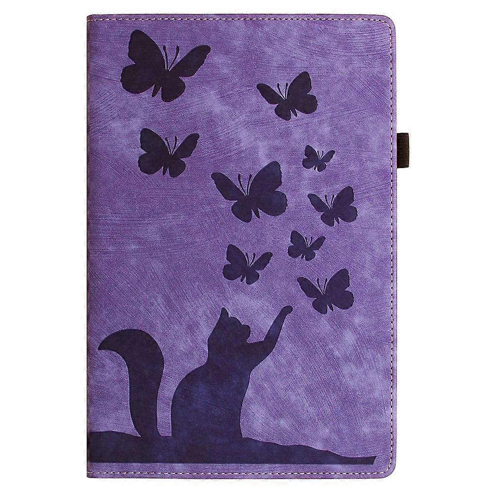 Tablet Case For Lenovo Tab P12 / Xiaoxin Pad Pro 12.7 Butterfly Cat Embossing Leather Tablet Case(Purple)