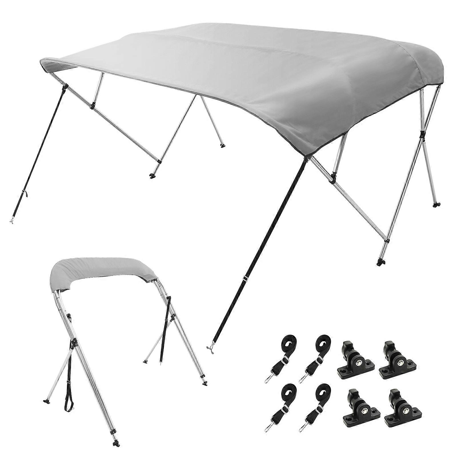 Housse de bateau bimini à 4 arcs, auvent en polyester 900D avec cadre en alliage d’aluminium de 1 po, imperméable et pare-soleil, coffre de rangement inclus