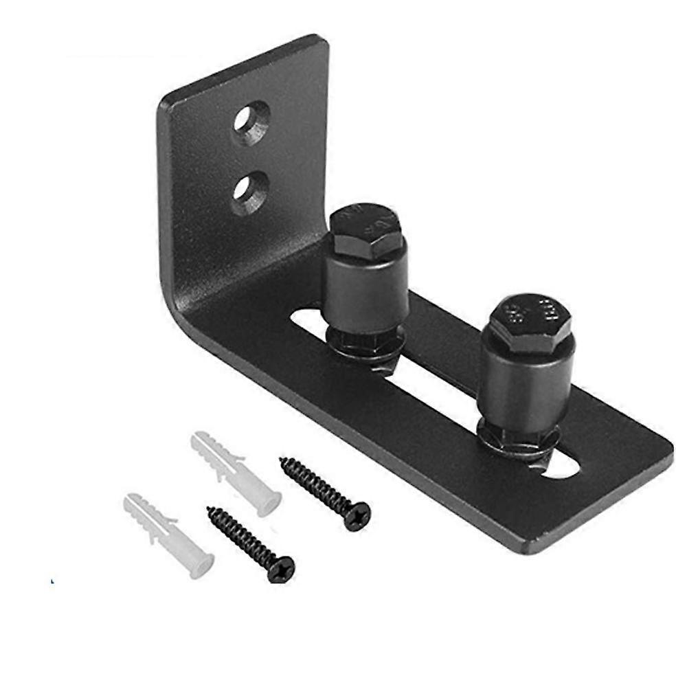 Sliding Barn Door Bottom Floor Guide,Adjustable Roller,Wall Mount System,Flush Flat Bottom Design,2 Assemble Setup Options,Fit All Size Door,Black