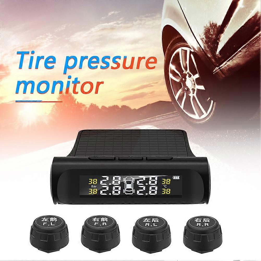 Monitoring System with 4 External Sensors Monitoring Tyre Temperature Solar Car TPMS Vehicle Tire Pressure Alarm System