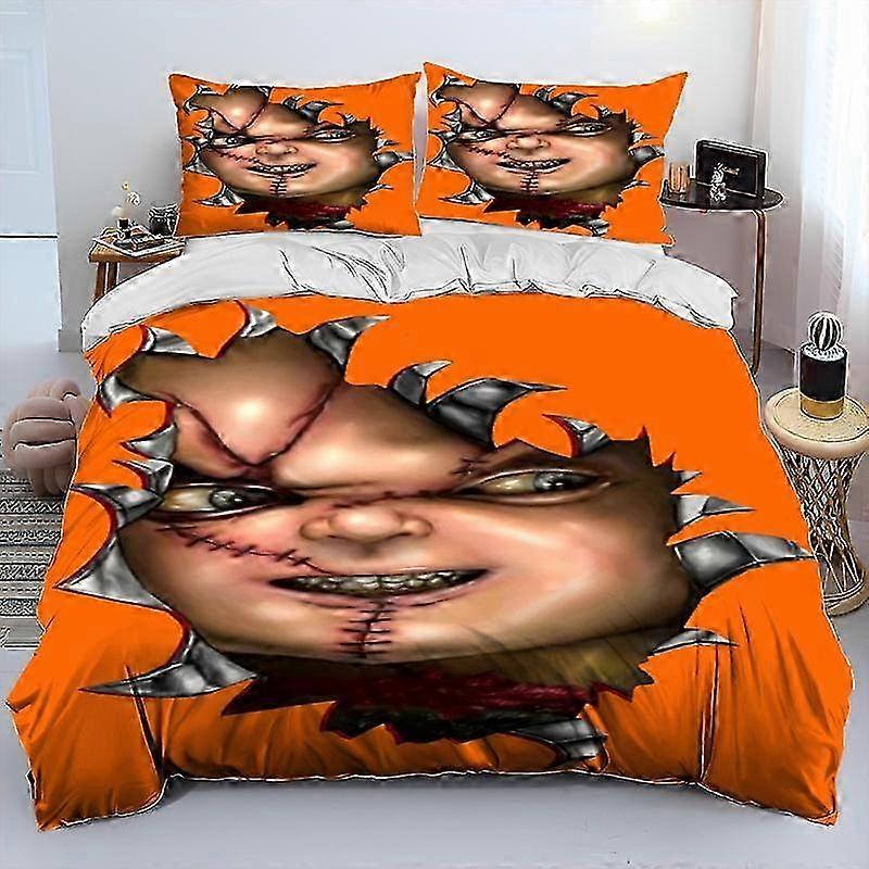 n1706 Lençóis de Filme de Terror Charter Chucky Saw Edredom Conjunto de Cama, Capa de Edredom Conjunto de Cama Capa de Colcha Fronha, Conjunto de Cama King Queen Size- (1 Duv
