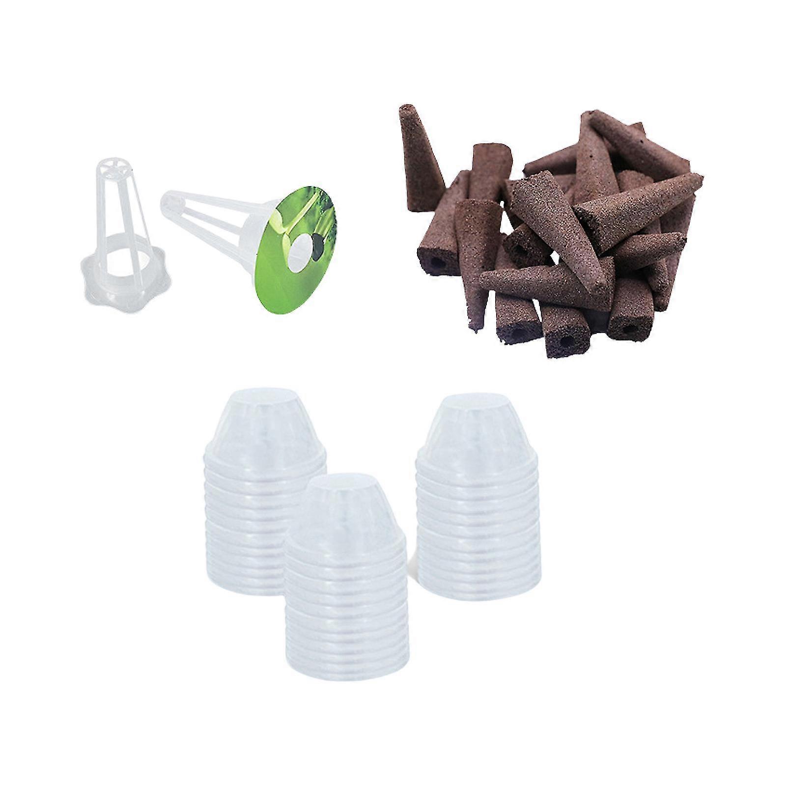 Gardening Planting Tool Set Planting Basket 100/10 Pcs + Transparent Cover 100/10 Pcs + Post 100/10 Pcs