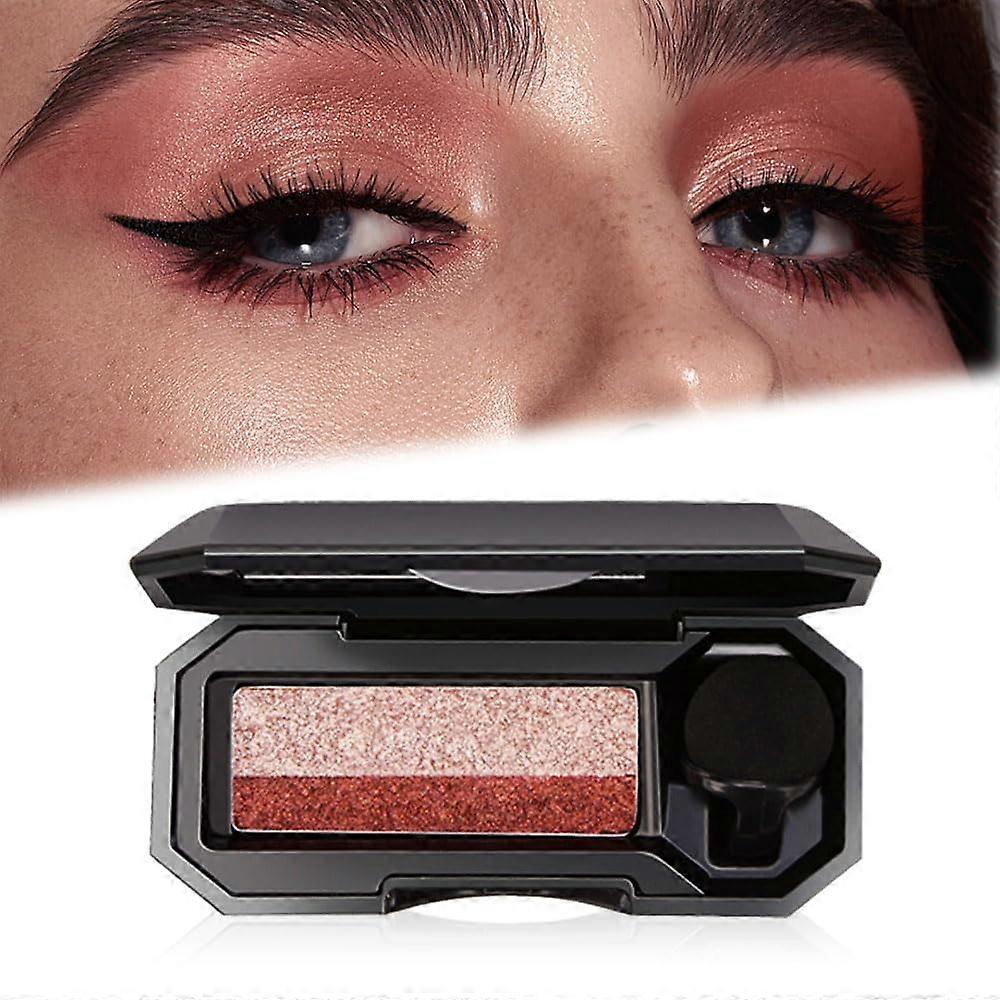 Perfect Two-Tone Eyeshadow, Two-Tone Makeup Eyeshadow, Waterproof Durable Eyeshadow Lazy Eyeshadow Stamp, Glitter Double Layer Coloured Gradation