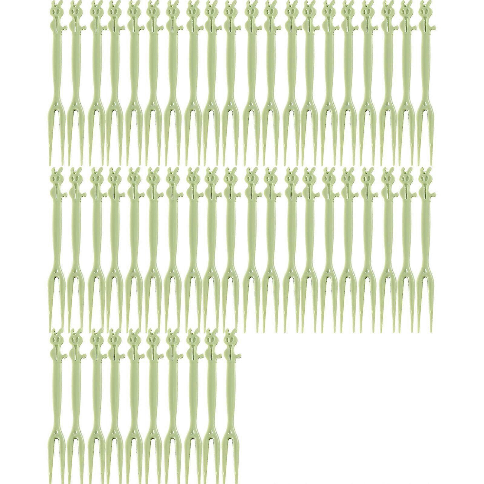 50pcs Fruit Fork Disposable Plastic Fork Two Tooth Fork Dessert Cake Fork