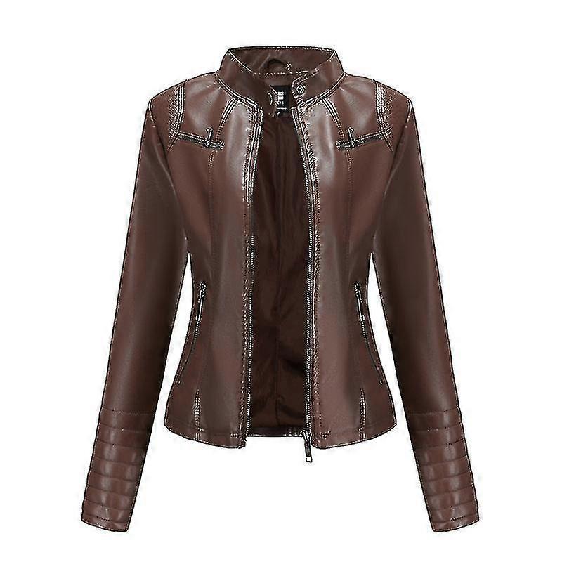 Women's Faux Leaer Moto Biker Short Coat Jacket Casual Slim 4 Styles To Choose From