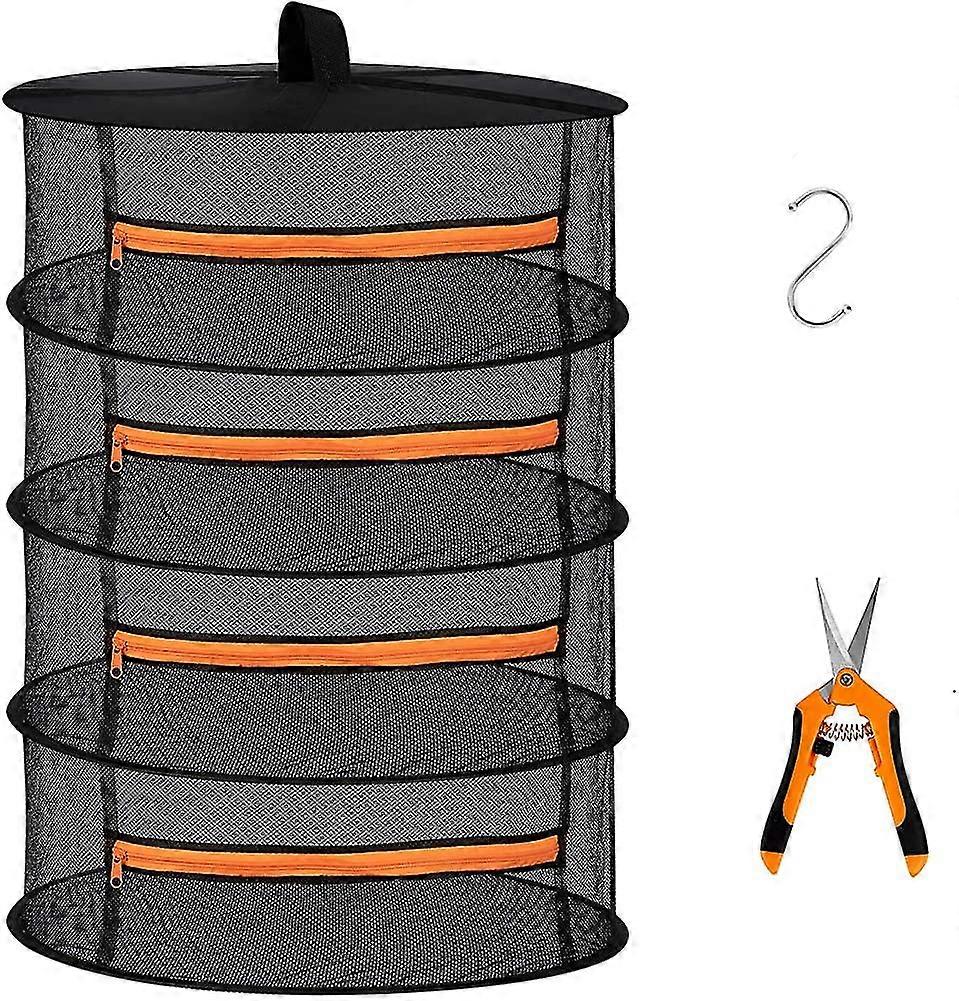 Hanging Wire Drying Rack With Orange Zipper (4 Levels)