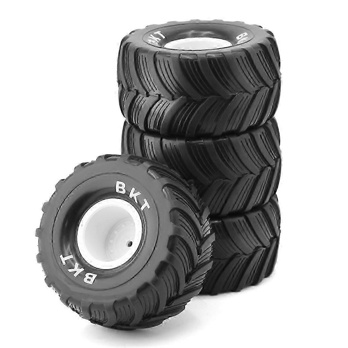 4pcs 100mm 1/10タイヤホイール12mm六角1/18ミニRcカーアップグレードパーツ用、ホワイト