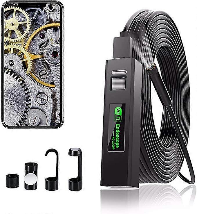 Endoscope Camera Wireless 1200P HD Inspection Camera IP67 Waterproof WiFi Borescope with Flexible Rigid Snake Cable