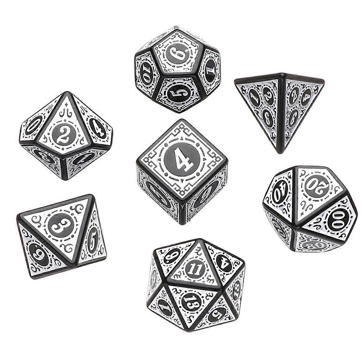 Wit 7 stuks voor TRPG DND dobbelstenen Set acryl meerzijdige 7-matrijs D4-D20 veelvlakkige dobbelstenen tafelspel wiskunde tafelblad