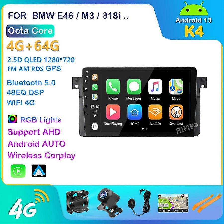 CARPLAY Android 13 Auto Car Stereo for BMW E46 M3 318/320/325/330/335 Car GPS Navigation Radio Multimedia NO DIN BT WIFI