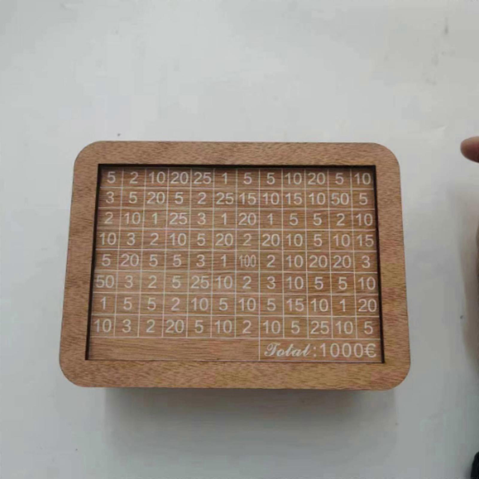 Hucha De Madera Con Contador Para Ahorrar 5000€ - Reutilizable, Con Marcador, Ideal Para Metas Y Regalos