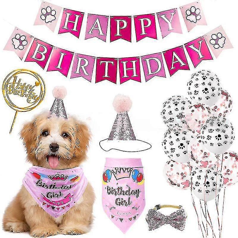 Bandana d’anniversaire de chien avec chapeau de fête d’anniversaire mignon 16 pcs Pet Party fournit des fournitures de haute qualité