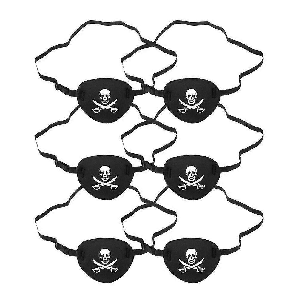 6pcs Pirate Style Eye Patches and Comfortable Single Eye Mask Adjustable Eye Cover for Children Amblyopia Strabismus Lazy Eye Training No Picture Blac