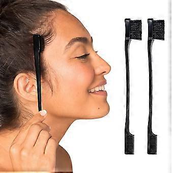 Dual Hair Edge Brush And Teasing Comb Brush Set, 2-in-1 Edge Control Brush And Teasing Brush