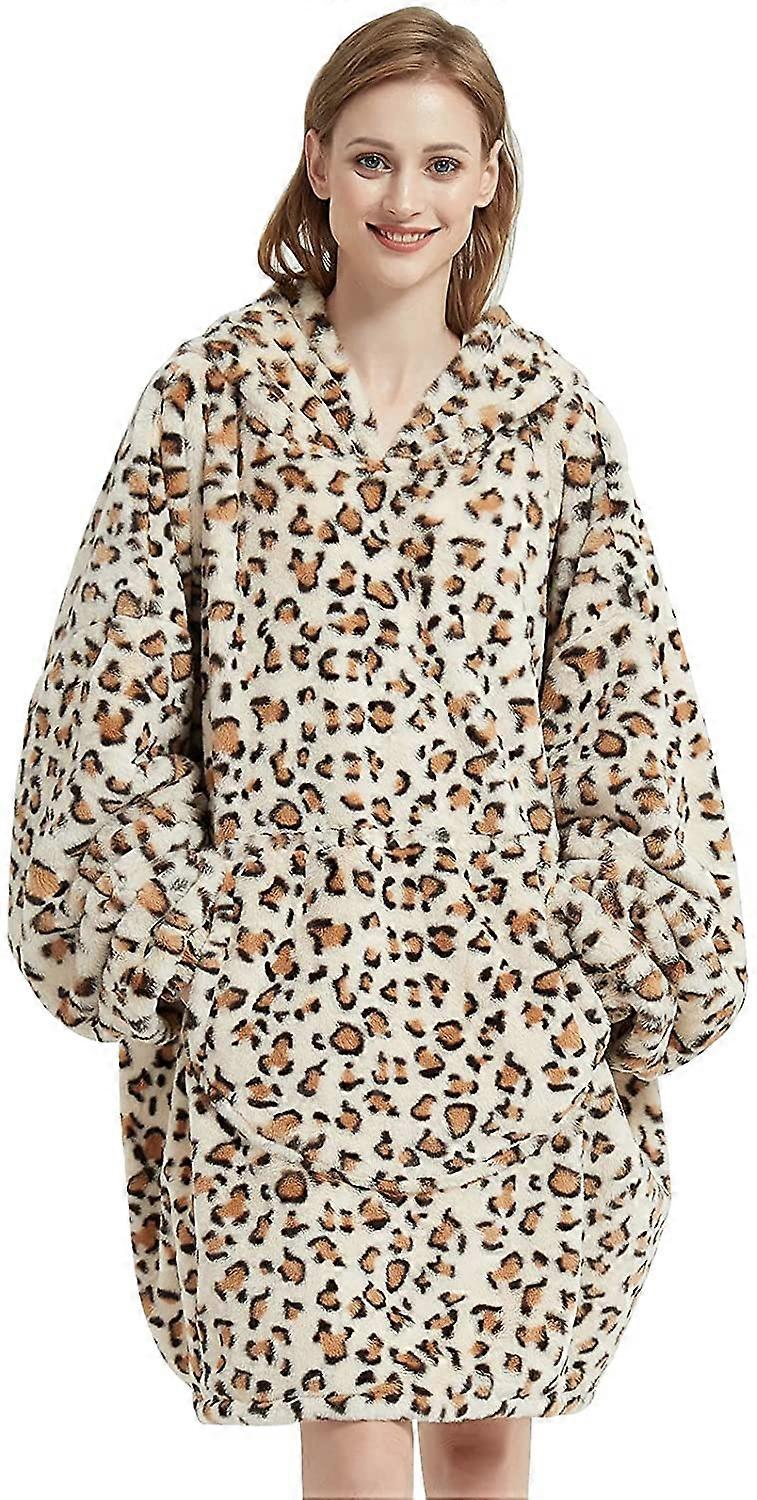 Beige Blanket , Oversized Wearable Blanket, One Size Fits All, Soft Warm Hooded Blanket Sweatshirt, Comfortable Faux Fur Blanket Sweatshirt for Adults