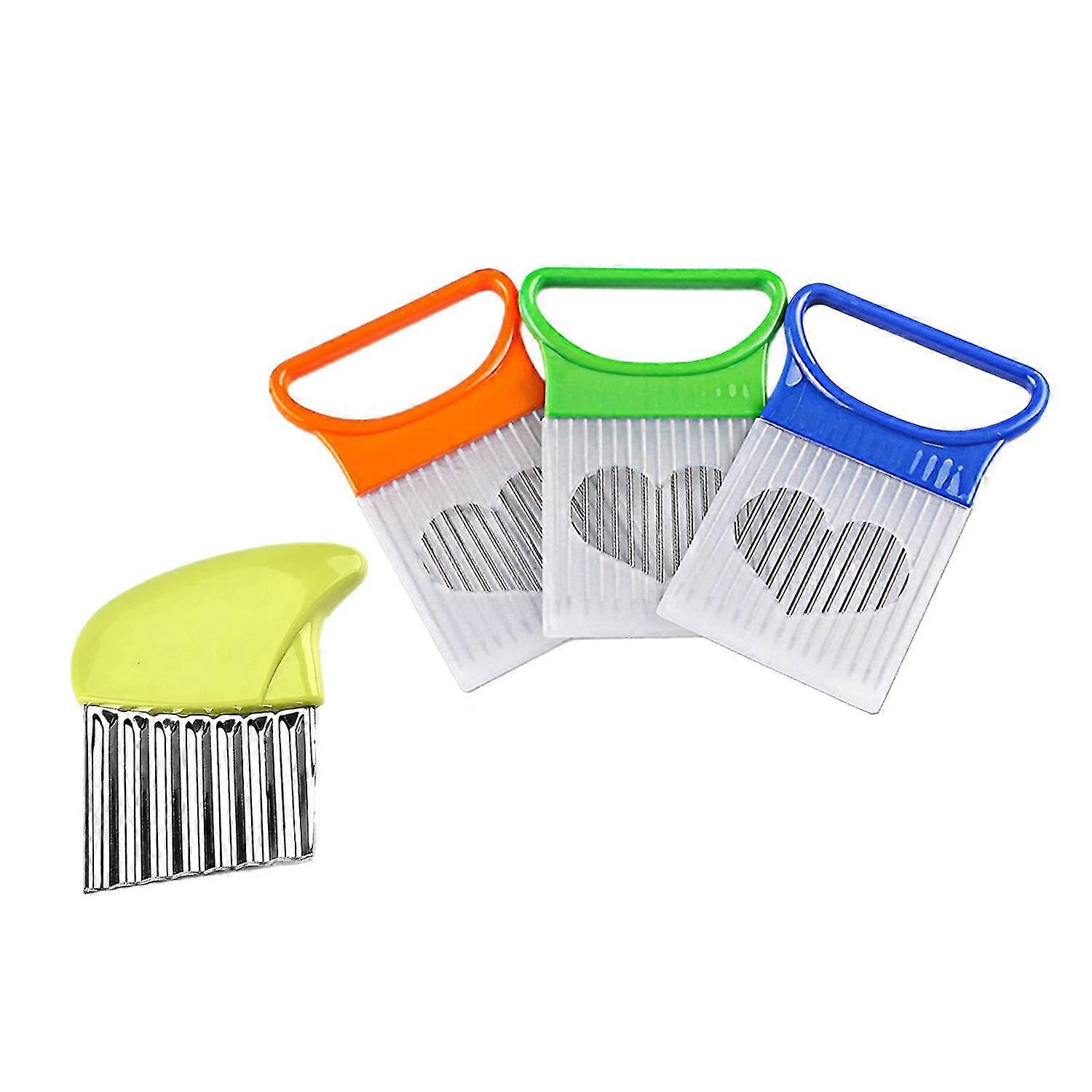 4 Pcs Food Slicer Assistant Tool,Vegetable Onion Food Chopper,Tomato Slicer Holder with Crinkle Cut