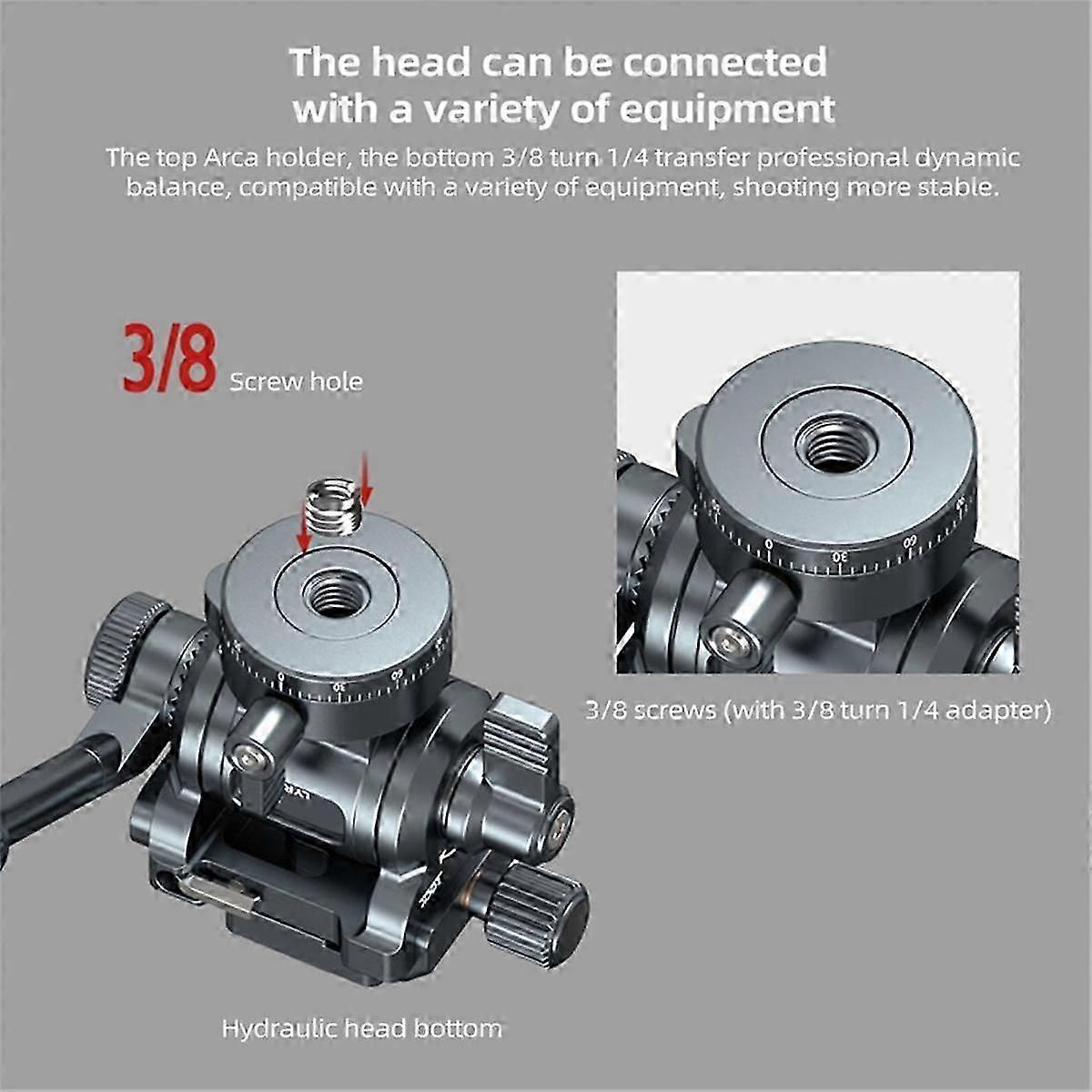 F38 Quick Release Fluid Video Pan-tilt 360panoramic Gimbal Pan-tilt Tilt 145 With Detachable Handle For Tripod Filming