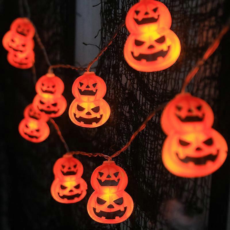 1.5m 10 LED Pumpkin Lights: Halloween Battery-Operated Decor String