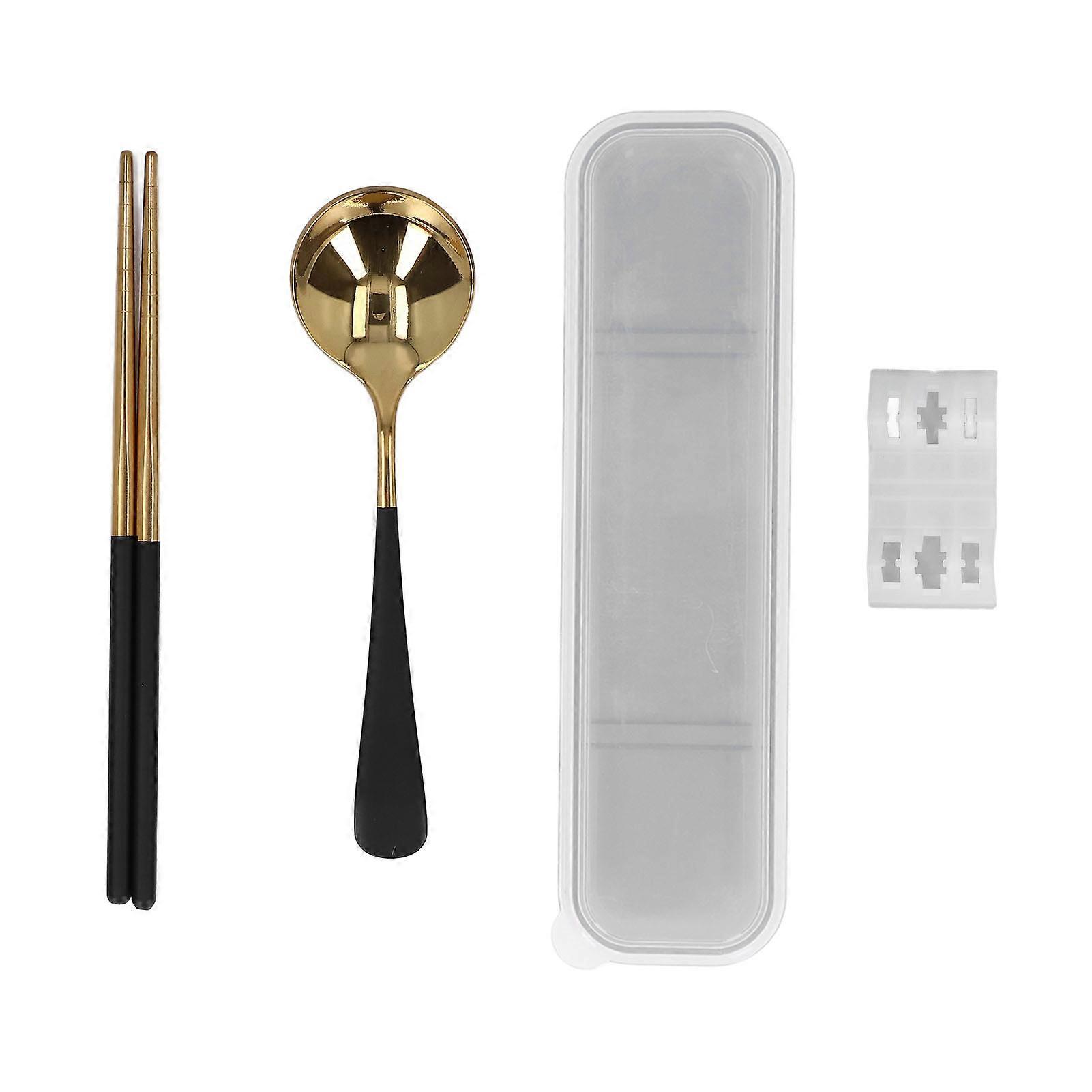 Flatware Sets Exquisite Appearance Mirror Reflection Environmental Friendly Reusable Cutlery SetBlack Gold