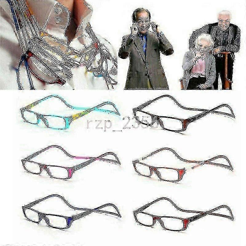 Folding Magnetic Reading Glasses Snap Click Front Neck Hanging Spectacles-fhp21