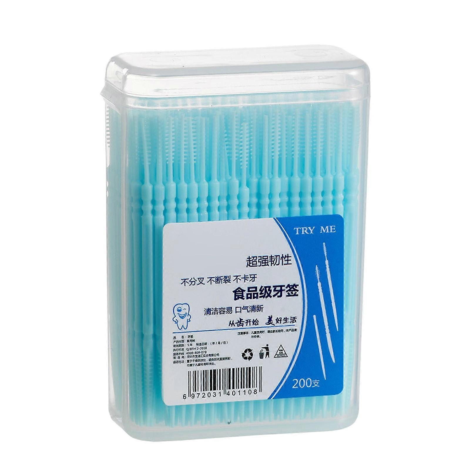 200Pcs Οδοντογλυφίδες Διπλής Κεφαλής, Μίας Χρήσης Πλαστικές Οδοντογλυφίδες Για τον Καθαρισμό Δοντιών, Μεσοδόντια Βουρτσάκια Στοματικής Φροντίδας DentalPicks
