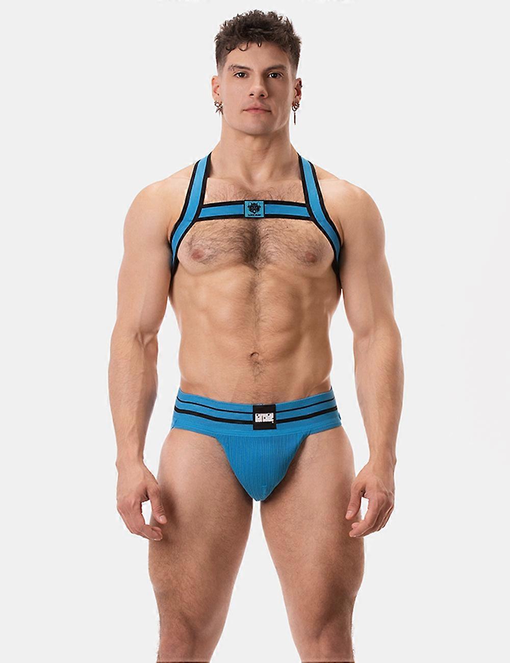 Barcode Berlin Multipack 1x Andreus Jockstrap + 1x Colin Harness Blau-Schwarz | Unterwäsche für Männer | Jockstrap für Herren