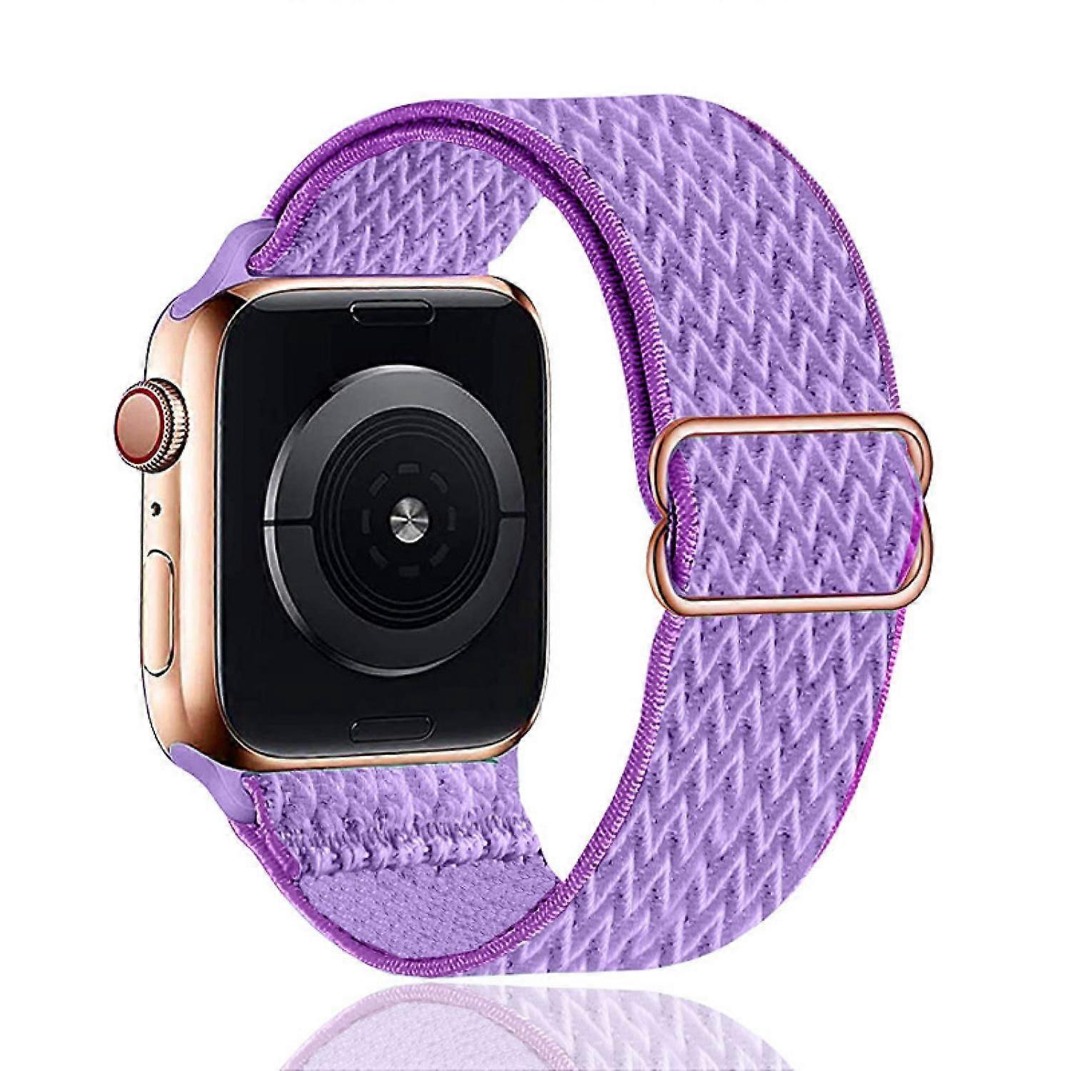 Stretchy Strap Compatible with Apple Bands Adjustable Stretch Braided Elastics Weave Nylon for iWatch 7 --- Lilac Purple42/44/45mm